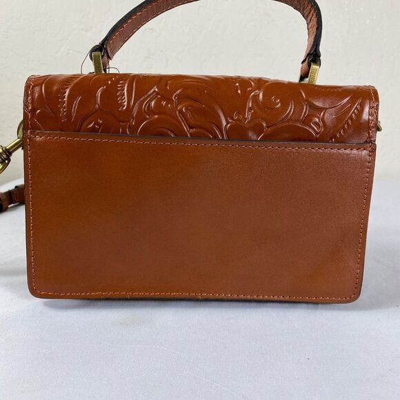 Patrica Nash NWT PORCILI top handle crossbody/ cognac color tooled Florance - Picture 4 of 8